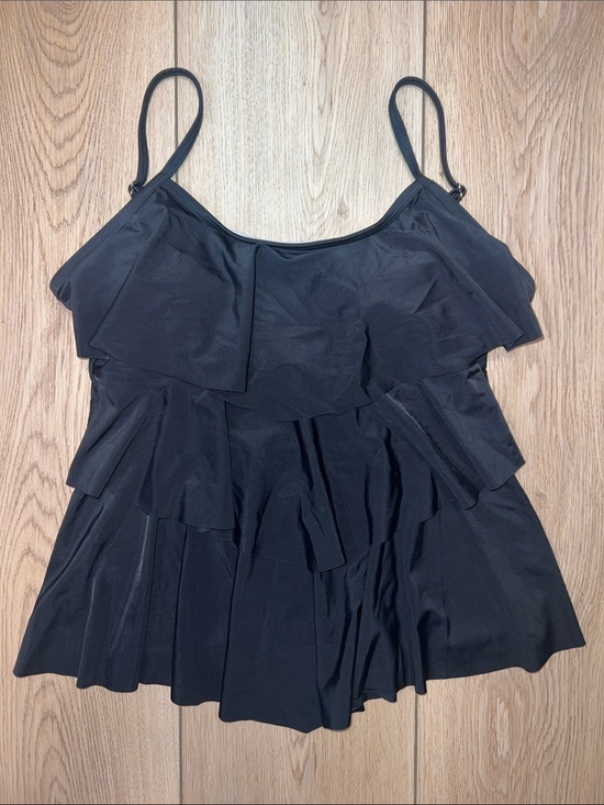 Other - Black Ruffle Swim Cami with Adjustable Straps